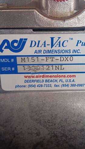 M151-ft-dx0 Air Dimensions Inc. Dia-vac Diaphragm Pump