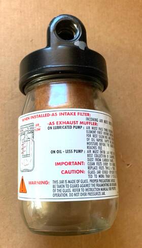 Ab599b Gast Ab599 Air Compressor Filter / Muffler 16oz Glass Jar 3/8 Inch Npt Ab599b Gast Ab599 Air Compressor Filter / Muffler 16oz Glass Jar 3/8 Inch Npt