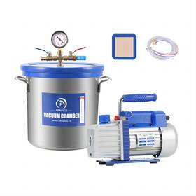 P Pbautos 791537672562 3 Gallon Vacuum Chamber With Pump Two Rubber Seals Stainless Steel Vac
