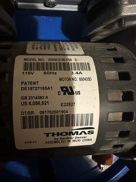 2505ce38-758 Rietschle Thomas 2505ce Vacuum Air Compressor Pump 26 In Hg 30 Psi 2505ce38-758 Rietschle Thomas 2505ce Vacuum Air Compressor Pump 26 In Hg 30 Psi