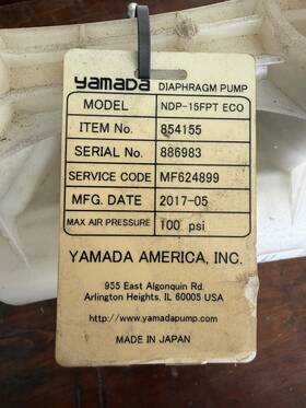 Ndp15fpteco Yamada Diaphragm Pump Ndp-15fpt Eco