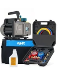3.5 Cfm Vacuum Pump Manifold Gauge Kit With Hoses Adapters & Accessories For. Fixed Price $213.51.