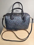 Coach F59445 Mini Bennett Satchel Floral Coated Canvas Navy Leather Crossbody. Fixed Price $90.00.