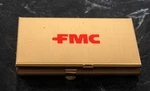 Rare "fmc" Corporation Gold Tone Steel Double Business Card Holder Case Nos. Fixed Price $99.95.