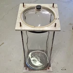 Pyrex 10-GALLON Jar With Custom Aluminum Stand + Chromatography Lid Stopper. Fixed Price $1200.00.