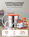 Gallon Vacuum Chamber With Pump, 3.5 Cfm, Stainless Steel Degassing K. Fixed Price $156.23.